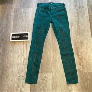 7 For All Mankind Green Snakeskin Jeans